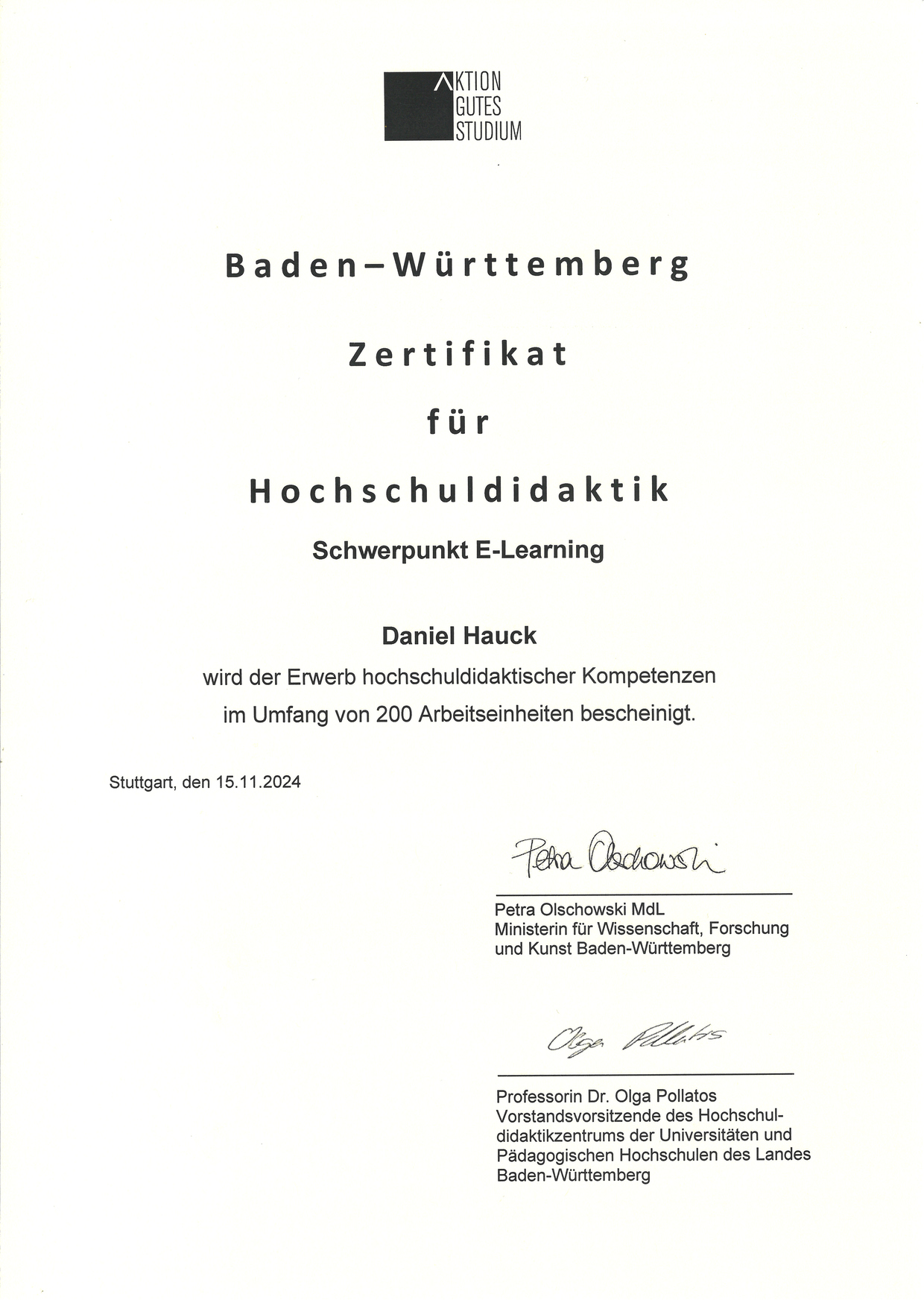 Teaching Certificate